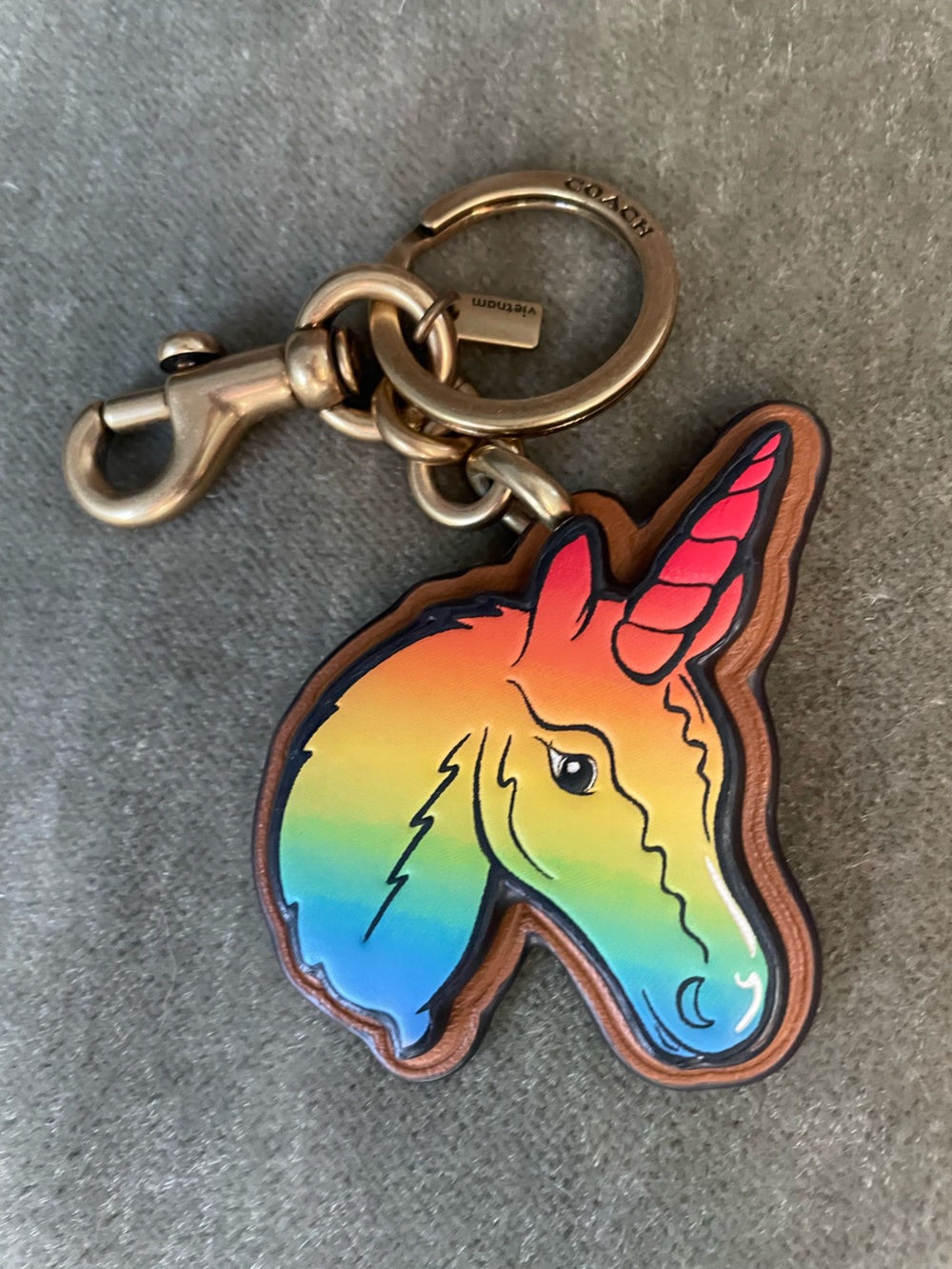 Coach Rainbow Unicorn Keyring Charm - Gold Hardware
